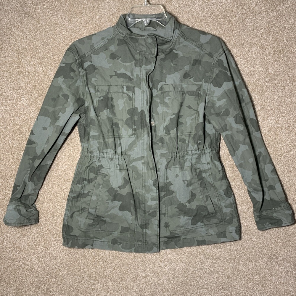 Old Navy Jacket Size Small Camo Full Zip Cotton Military Field Womens